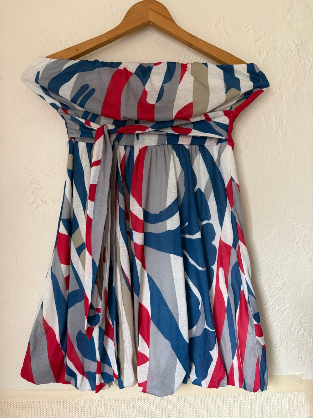 American Rag Cie Off Shoulder Abstract Print Mini Dress Medium Belted